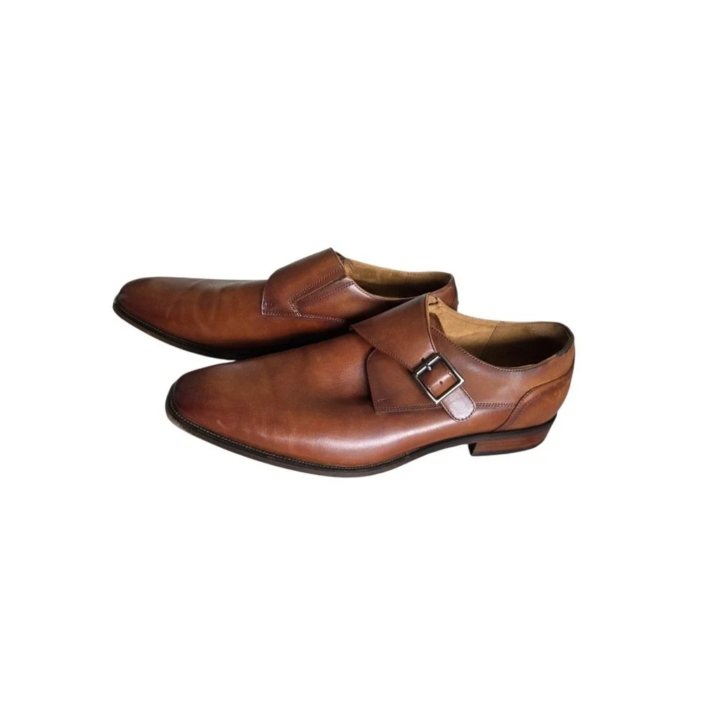 Florsheim Sorrento Brown Leather Plain Toe Single Monk Strap Dress Shoes Men 12M